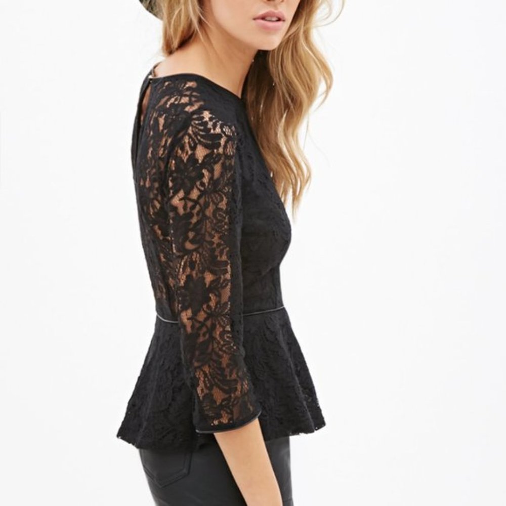 Forever 21 Lace Peplum Top